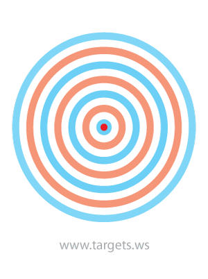 Bullseye Target 1 with Blue and Red Lightened Rings